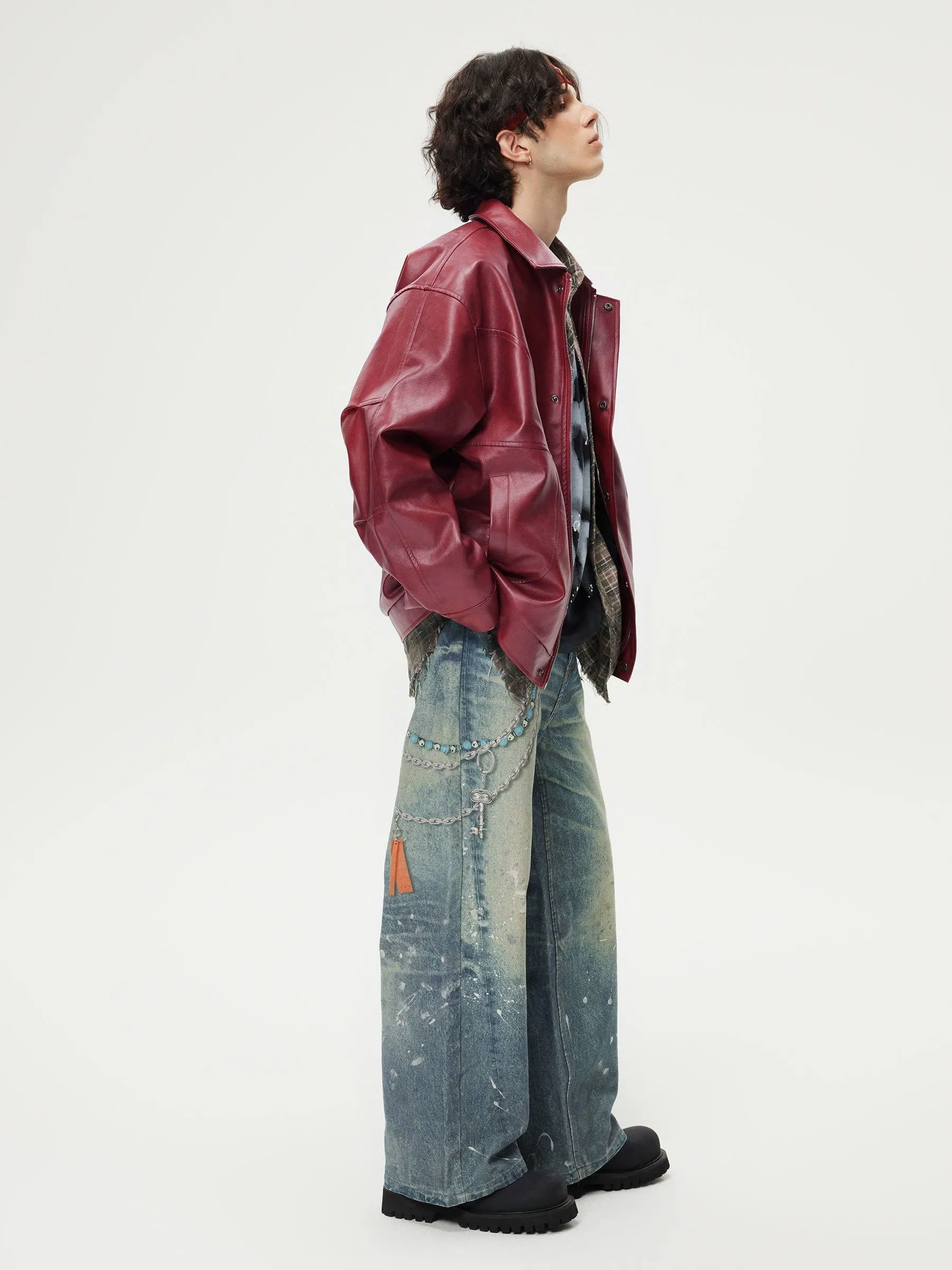 Aelfric Eden Vintage Burgundy Essential Faux Leather Jacket