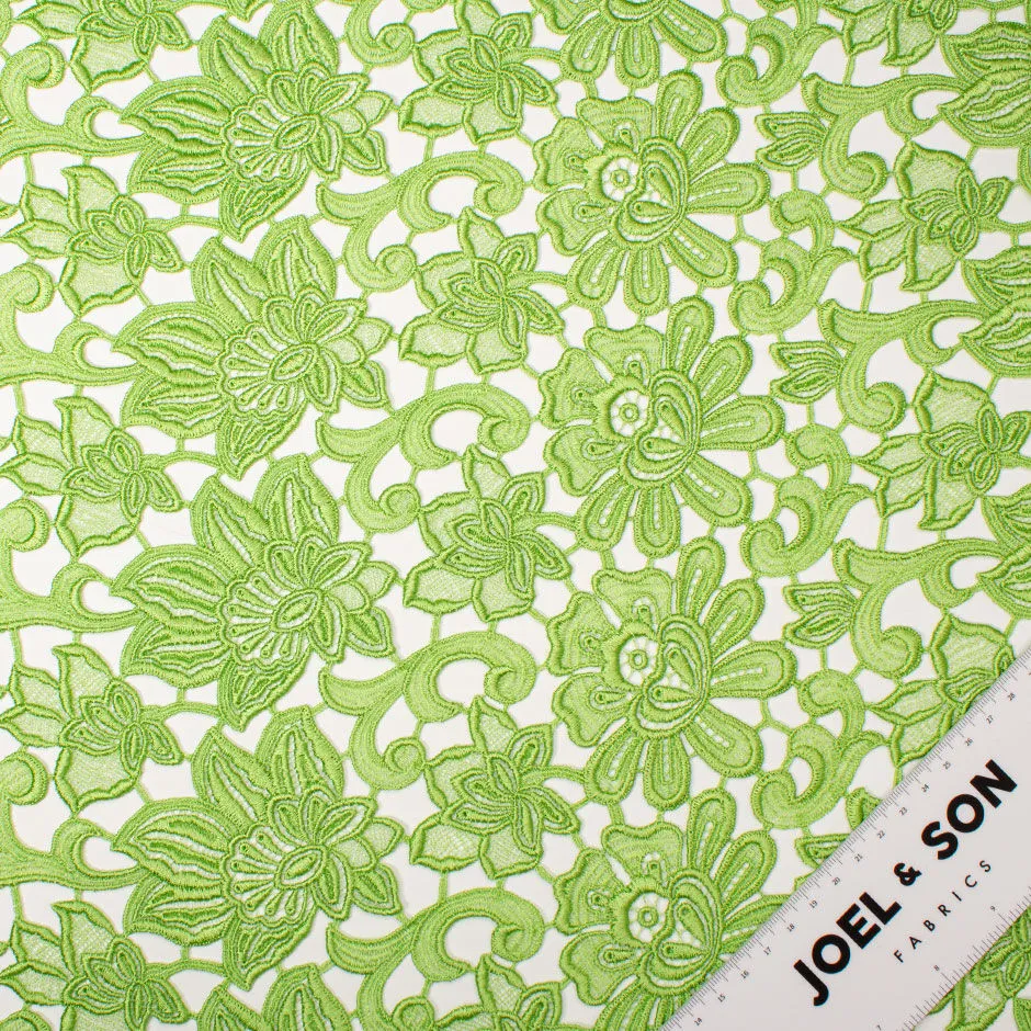 Apple Green Floral Guipure Lace