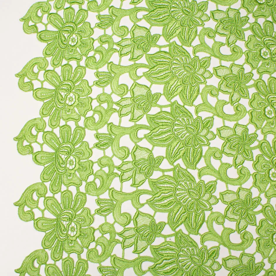 Apple Green Floral Guipure Lace