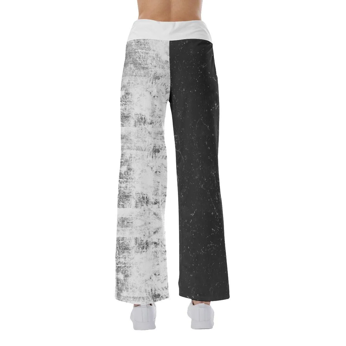 Black White Horror Smile High-waisted Wide Leg Pants