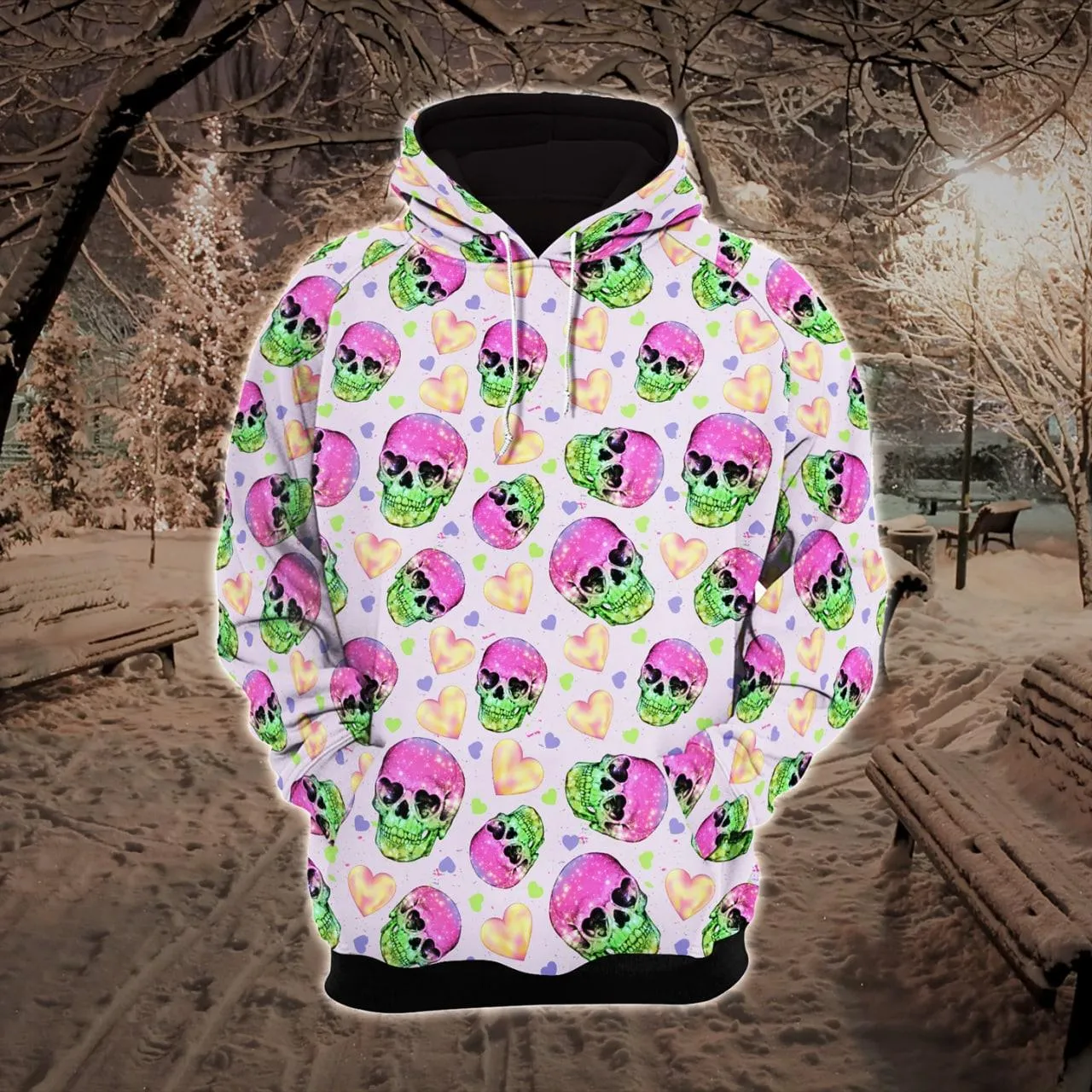 Cute Pink Pastel Skull Combo Hoodie and Leggings