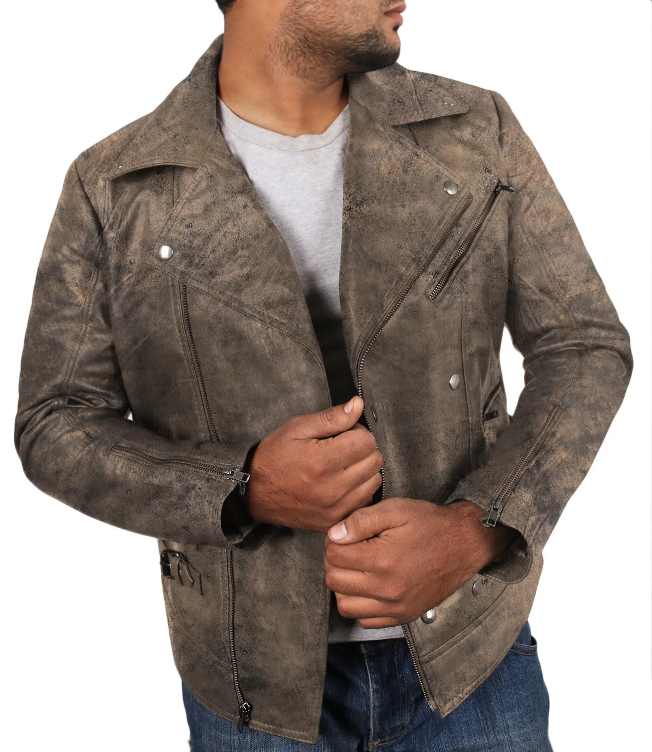 Leather Jackets Hub Mens Genuine Lambskin Leather Jacket (Black, Rocker Jacket) - 1501142