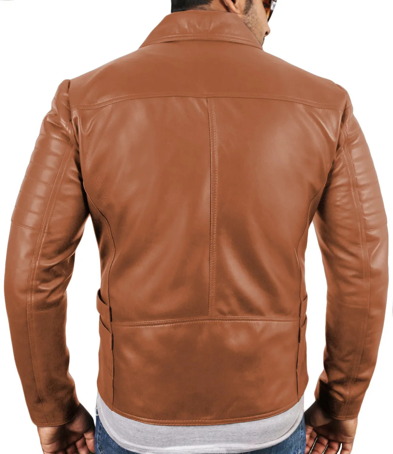 Leather Jackets Hub Mens Genuine Lambskin Leather Jacket (Black, Rocker Jacket) - 1501142