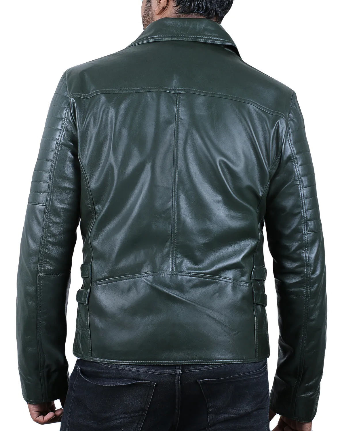 Leather Jackets Hub Mens Genuine Lambskin Leather Jacket (Black, Rocker Jacket) - 1501142
