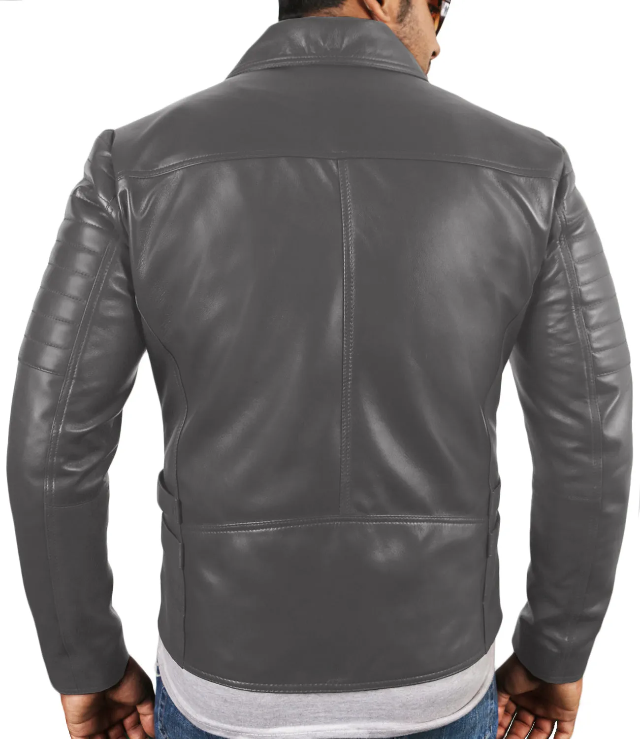 Leather Jackets Hub Mens Genuine Lambskin Leather Jacket (Black, Rocker Jacket) - 1501142