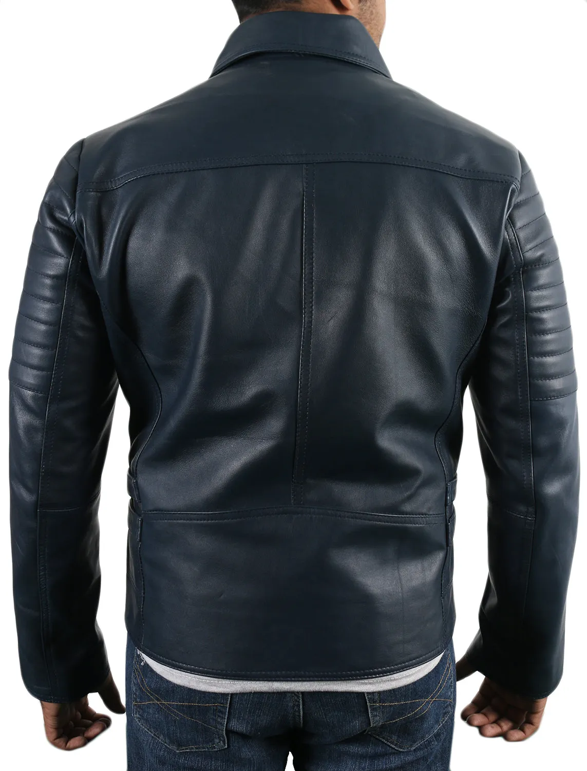 Leather Jackets Hub Mens Genuine Lambskin Leather Jacket (Black, Rocker Jacket) - 1501142