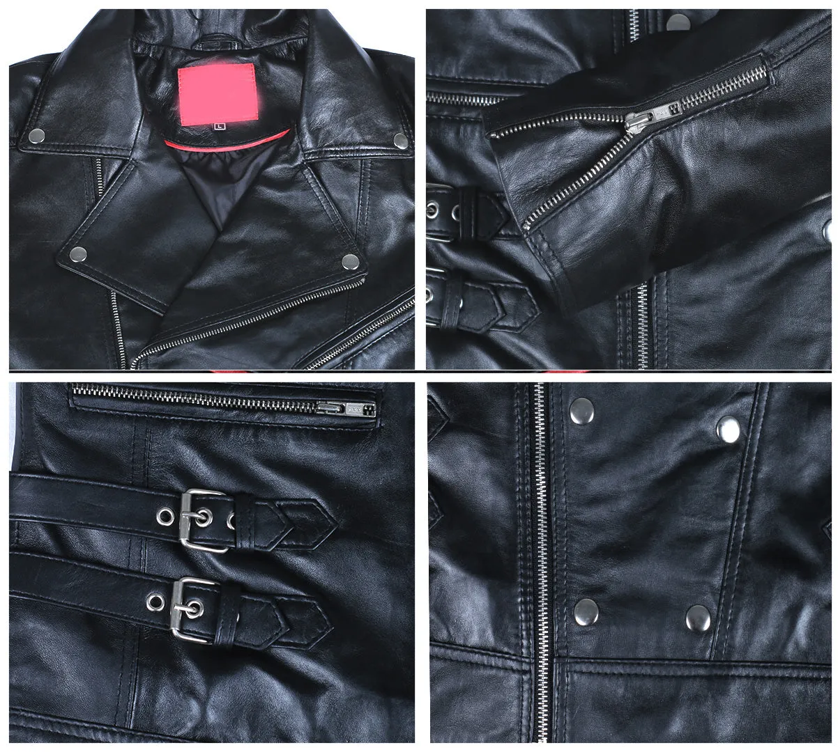 Leather Jackets Hub Mens Genuine Lambskin Leather Jacket (Black, Rocker Jacket) - 1501142