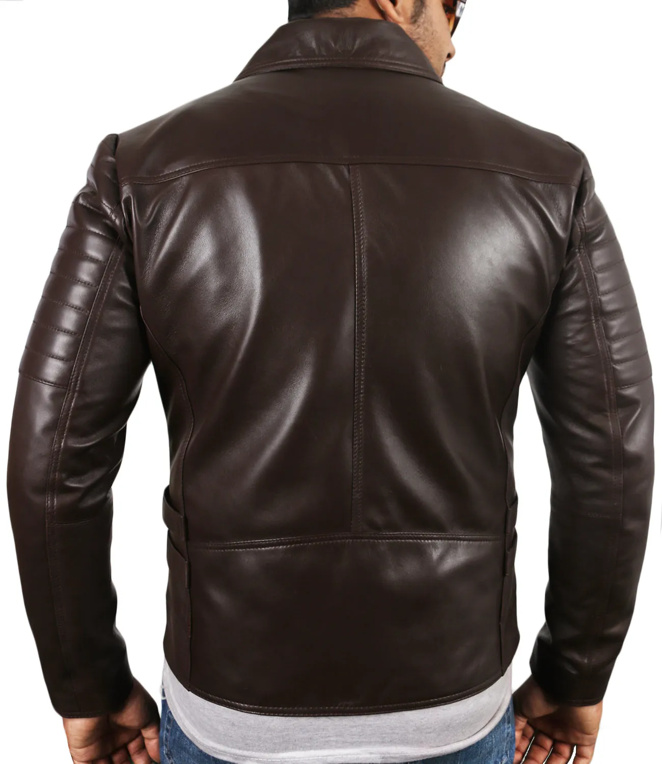 Leather Jackets Hub Mens Genuine Lambskin Leather Jacket (Black, Rocker Jacket) - 1501142