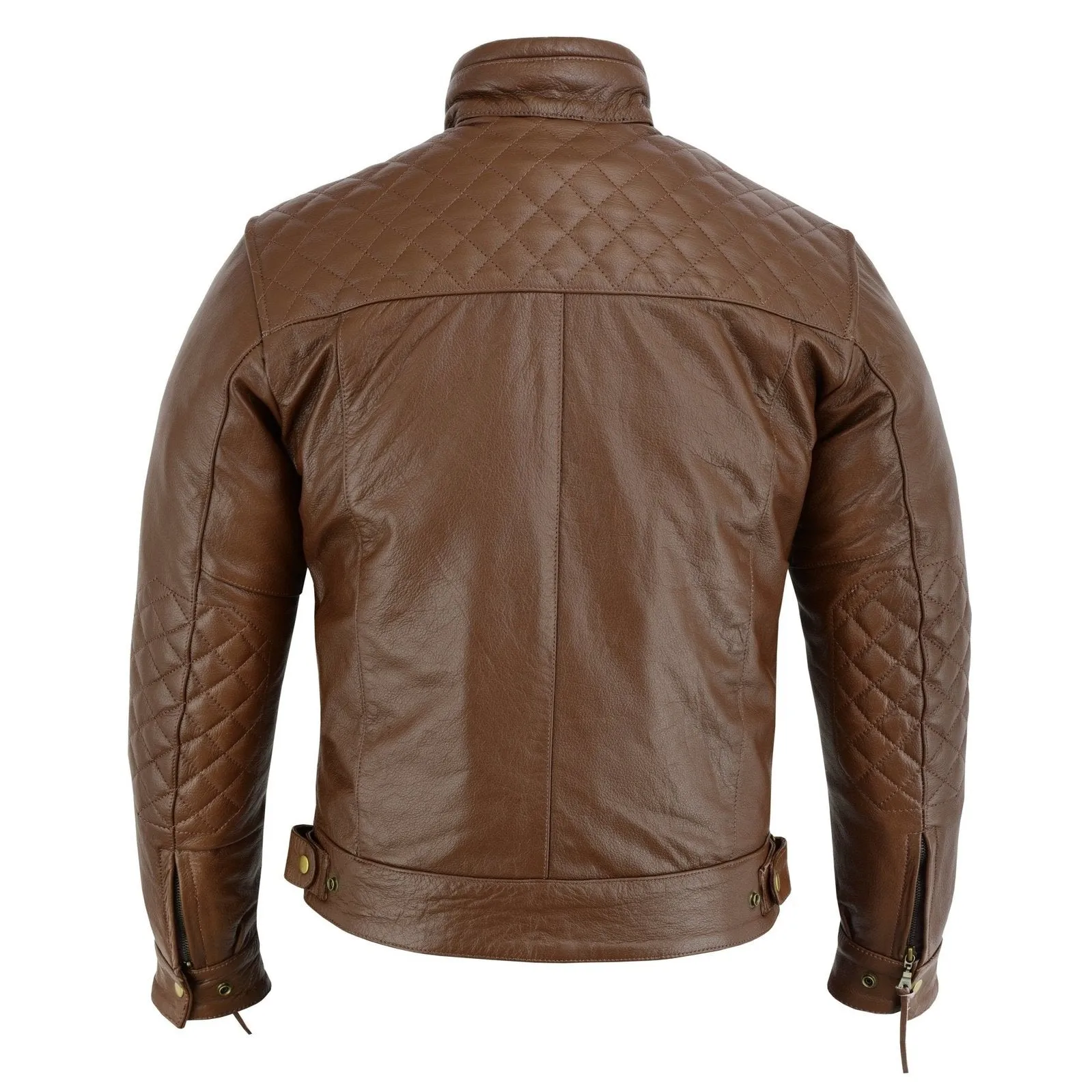 Mens's Black Motorcycle Diamond Leather Jacket CE Protection Cowhide