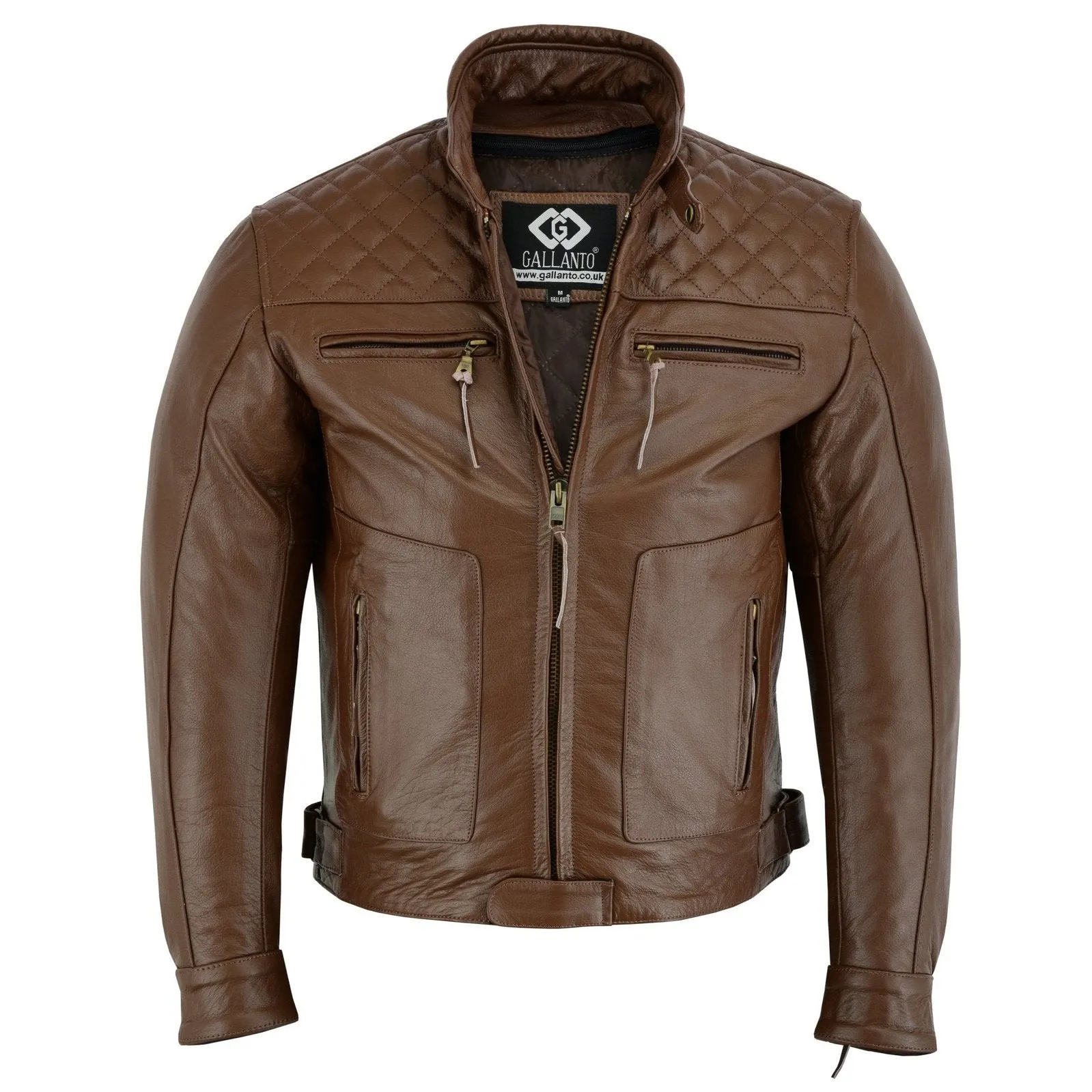 Mens's Black Motorcycle Diamond Leather Jacket CE Protection Cowhide