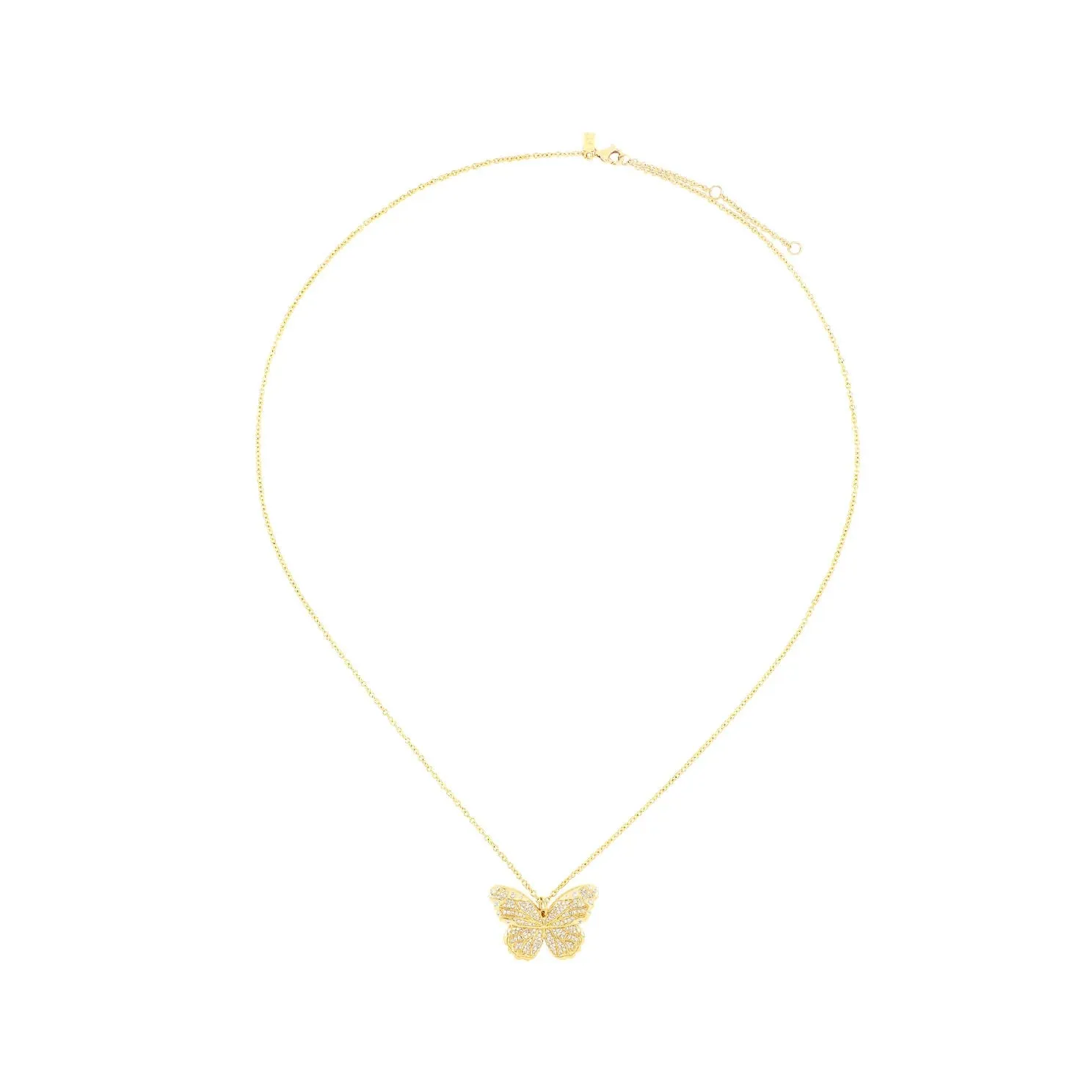 Pave Diamond Jumbo Butterfly Necklace