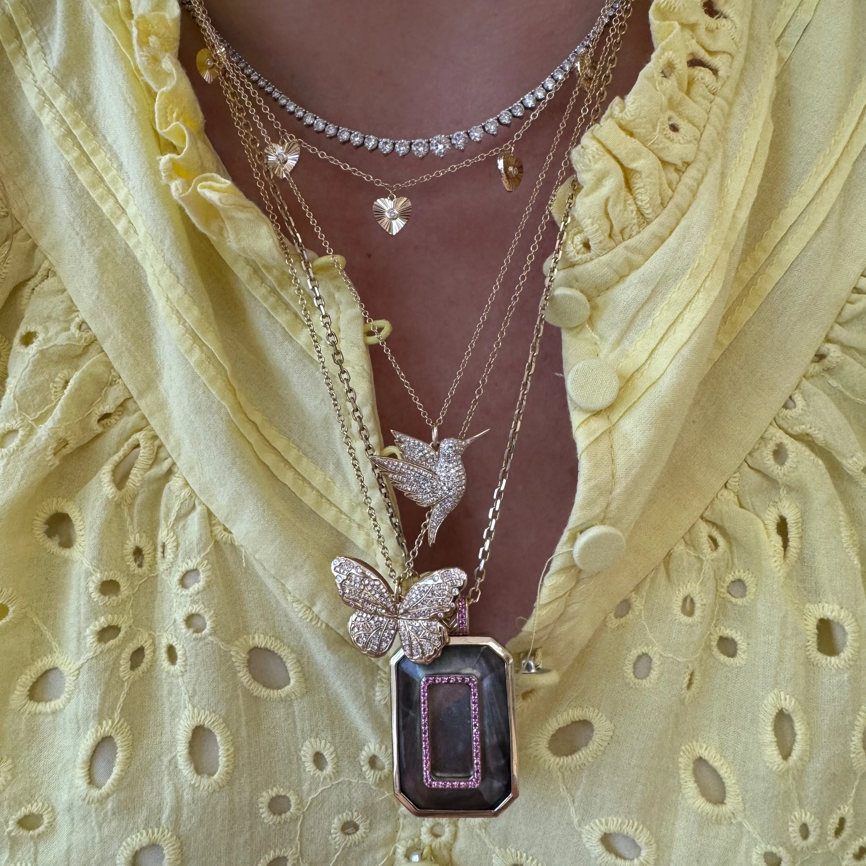 Pave Diamond Jumbo Butterfly Necklace