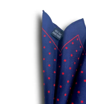 Pocket Square - Navy & Red Dot