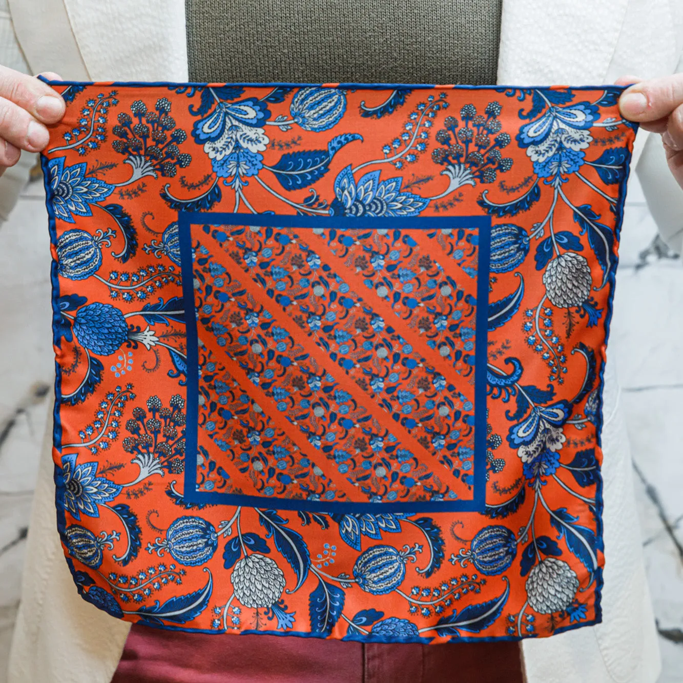 Pocket Square - Orange Blooms