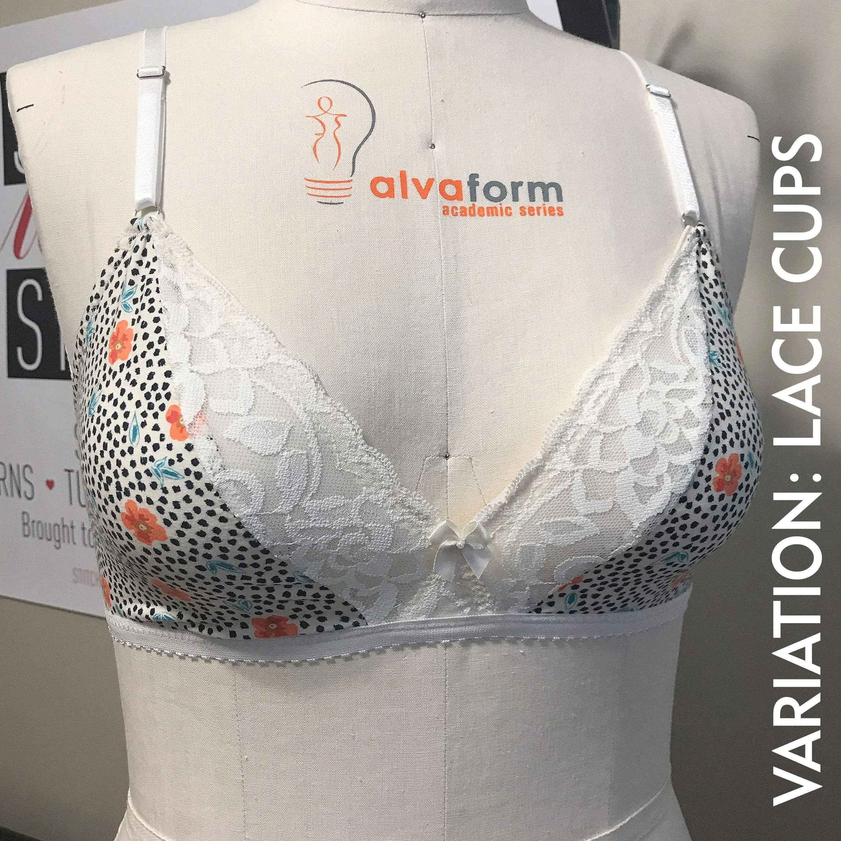 Printed "Lily" Bralette Sewing Pattern, Sizes XS-L or XL-3XL