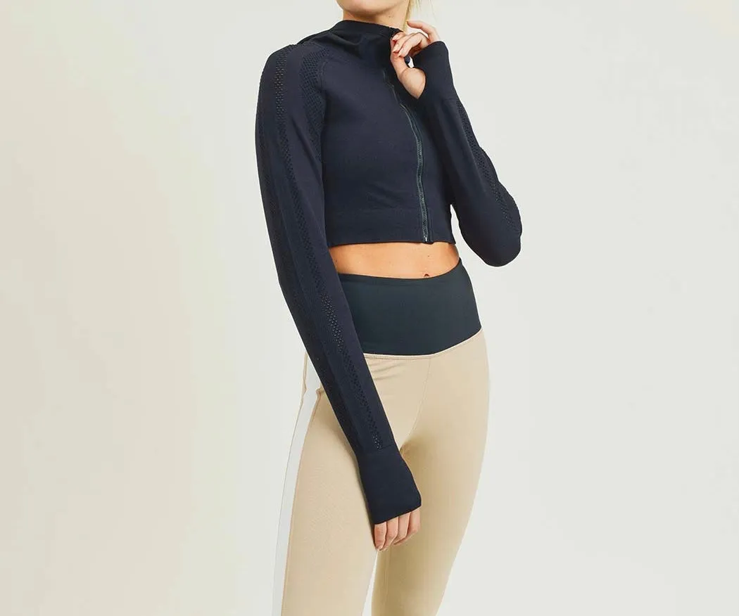 SOLD OUT - FearLESS Crop Hoodie Jacket - Black