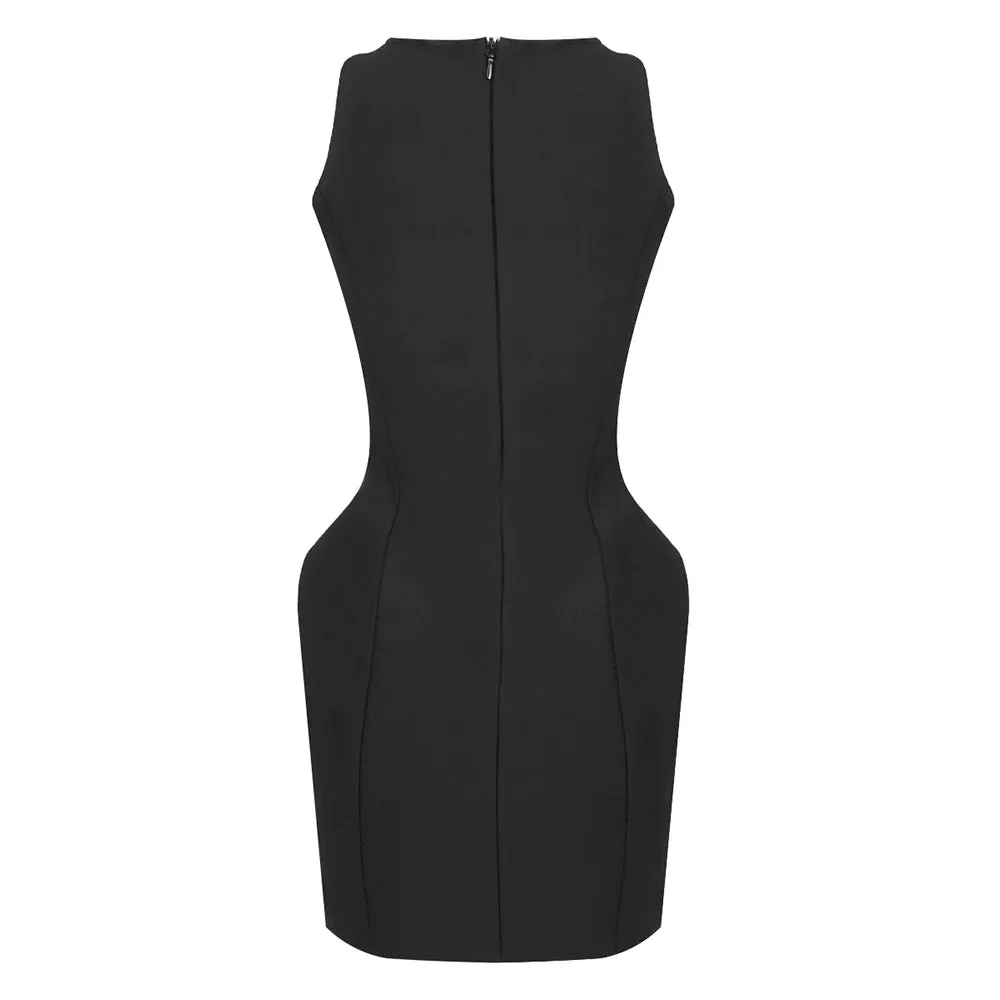 Trend4us Women's Chic Flower Button Embellished Mini Dress